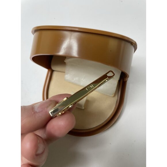 Lot Of 4 Tie Clips Metal Gold Uomo Charles Jourdan Trussardi Lancel Vintage - Picture 5 of 13